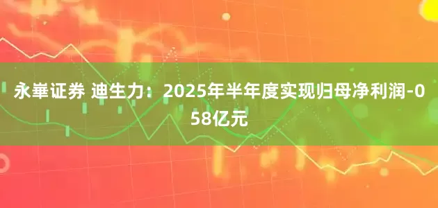 永崋证券 迪生力：2025年半年度实现归母净利润-058亿元